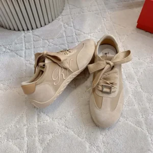 Roger Vivier Women Viv Low Sneakers in Suede-Beige