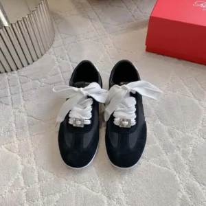 Roger Vivier Women Viv Low Sneakers in Suede-Black