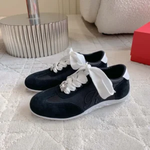 Roger Vivier Women Viv Low Sneakers in Suede-Black