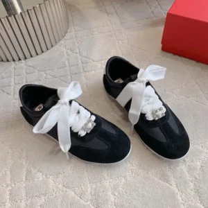 Roger Vivier Women Viv Low Sneakers in Suede-Black
