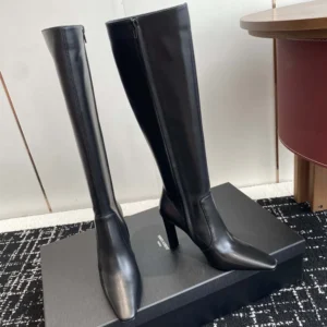 Saint Laurent YSL Women Francoise Boots In Smooth Leather-Black