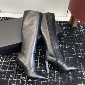 Saint Laurent YSL Women Francoise Boots In Smooth Leather-Black