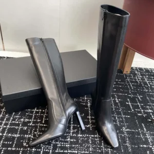 Saint Laurent YSL Women Francoise Boots In Smooth Leather-Black
