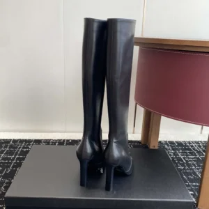 Saint Laurent YSL Women Francoise Boots In Smooth Leather-Black