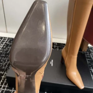 Saint Laurent YSL Women Francoise Boots In Smooth Leather-Brown