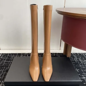 Saint Laurent YSL Women Francoise Boots In Smooth Leather-Brown