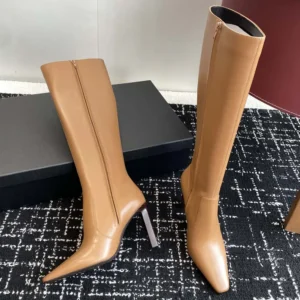 Saint Laurent YSL Women Francoise Boots In Smooth Leather-Brown