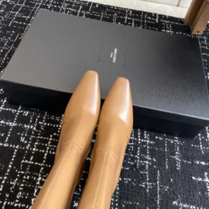 Saint Laurent YSL Women Francoise Boots In Smooth Leather-Brown