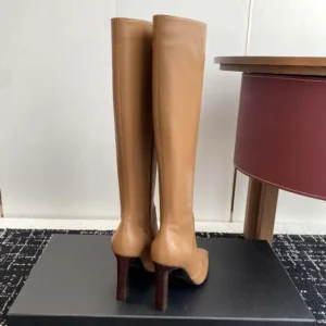 Saint Laurent YSL Women Francoise Boots In Smooth Leather-Brown