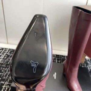 Saint Laurent YSL Women Francoise Boots In Smooth Leather-Maroon