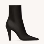 Saint Laurent YSL Women Jill Booties In Smooth Leather-Black