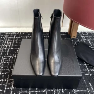 Saint Laurent YSL Women Jill Booties In Smooth Leather-Black