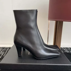 Saint Laurent YSL Women Jill Booties In Smooth Leather-Black