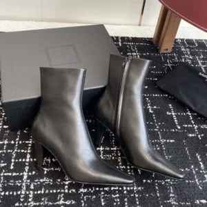 Saint Laurent YSL Women Jill Booties In Smooth Leather-Black