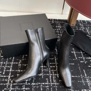 Saint Laurent YSL Women Jill Booties In Smooth Leather-Black