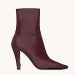 Saint Laurent YSL Women Jill Booties In Smooth Leather-Maroon