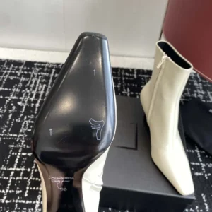 Saint Laurent YSL Women Jill Booties In Smooth Leather-White