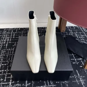 Saint Laurent YSL Women Jill Booties In Smooth Leather-White