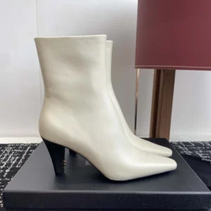 Saint Laurent YSL Women Jill Booties In Smooth Leather-White