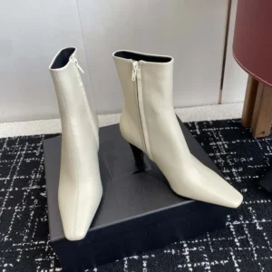 Saint Laurent YSL Women Jill Booties In Smooth Leather-White