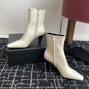 Saint Laurent YSL Women Jill Booties In Smooth Leather-White