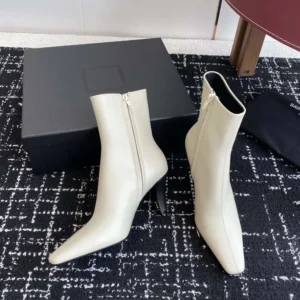 Saint Laurent YSL Women Jill Booties In Smooth Leather-White