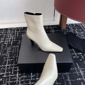 Saint Laurent YSL Women Jill Booties In Smooth Leather-White