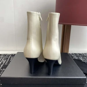 Saint Laurent YSL Women Jill Booties In Smooth Leather-White