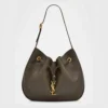 Saint Laurent YSL Women Paris VII Small Hobo in Grained Leather-Dark Green