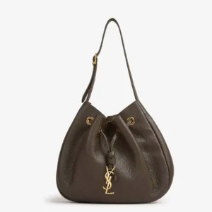 Saint Laurent YSL Women Paris VII Small Hobo in Grained Leather-Dark Green