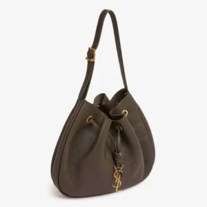 Saint Laurent YSL Women Paris VII Small Hobo in Grained Leather-Dark Green