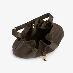 Saint Laurent YSL Women Paris VII Small Hobo in Grained Leather-Dark Green