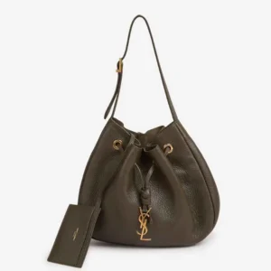 Saint Laurent YSL Women Paris VII Small Hobo in Grained Leather-Dark Green