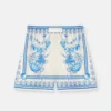 Versace Women Underwater Barocco Cotton Shorts-Blue 1020416