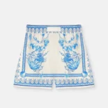 Versace Women Underwater Barocco Cotton Shorts-Blue 1020416