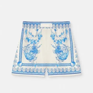 Versace Women Underwater Barocco Cotton Shorts-Blue 1020416