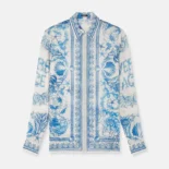Versace Women Underwater Barocco Crêpe Fitted Shirt 1020959