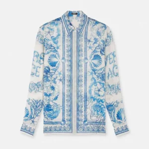 Versace Women Underwater Barocco Crêpe Fitted Shirt 1020959