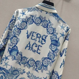 Versace Women Underwater Barocco Crêpe Fitted Shirt 1020959