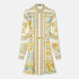 Versace Women Underwater Barocco Silk Midi Shirt Dress 1018933