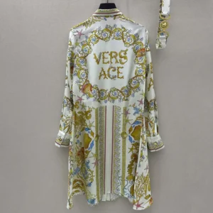 Versace Women Underwater Barocco Silk Midi Shirt Dress 1018933