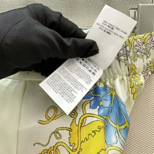 Versace Women Underwater Barocco Silk Pants-Yellow 1020972