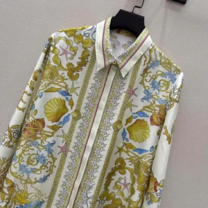 Versace Women Underwater Barocco Silk Shirt 1001360