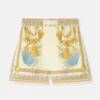 Versace Women Underwater Barocco Silk Shorts-Yellow 1020416