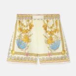 Versace Women Underwater Barocco Silk Shorts-Yellow 1020416