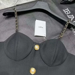 Balmain Women Top Mit Kettenriemen-Black