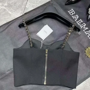 Balmain Women Top Mit Kettenriemen-Black
