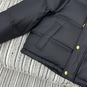 Celine Women Triomphe Cropped Down Jacket in Lightweight Nylon-Black