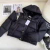 Celine Women Triomphe Cropped Down Jacket in Lightweight Nylon-Black 7 Celine Women Triomphe Cropped Down Jacket in Lightweight Nylon-Black