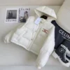 Celine Women Triomphe Cropped Down Jacket in Lightweight Nylon-White